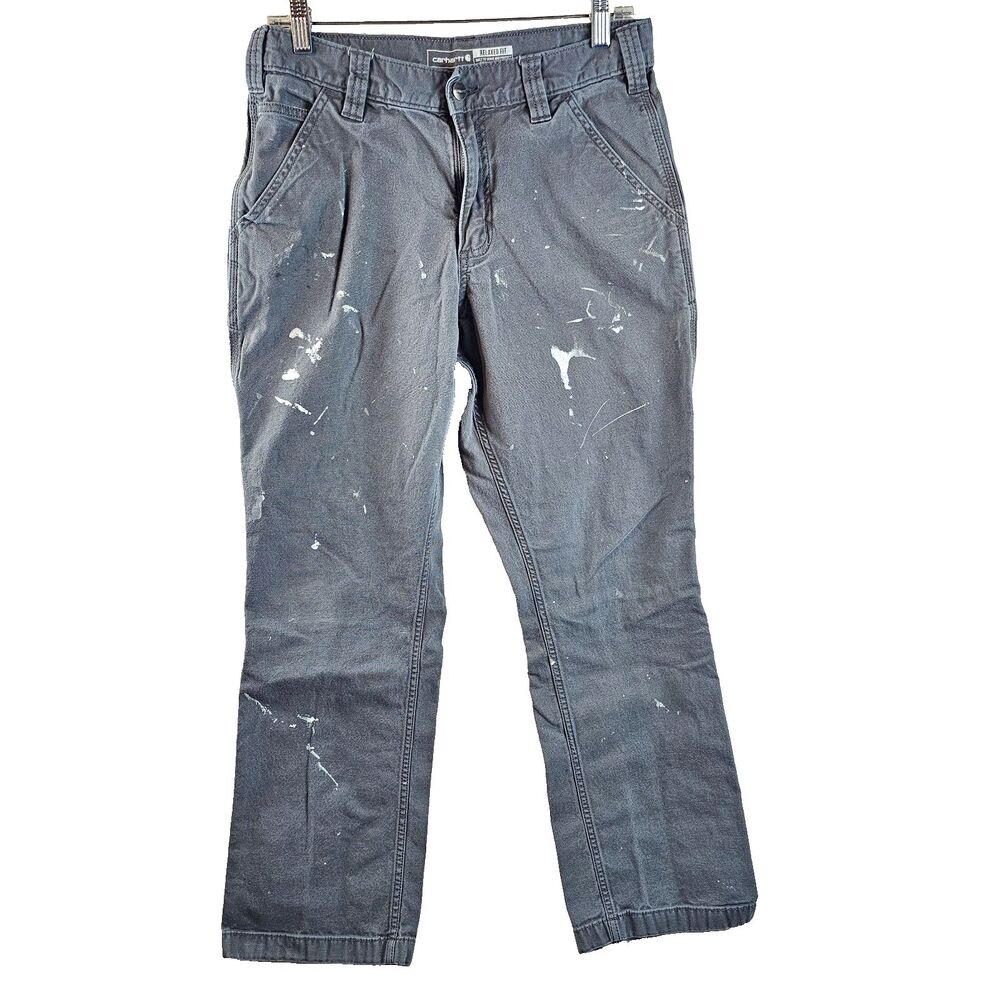 Carhartt Pants Mens 31x30 Gray Relaxed Fit Stretch Workwear Carpenter Distressed
